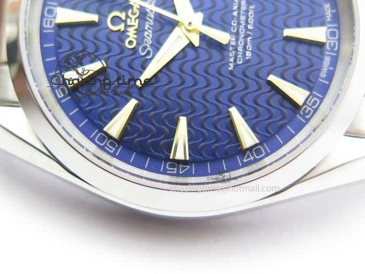 0505 Aqua Terra “James Bond” SS V6F 1:1 Best Edition Blue Textured Dial On SS Bracelet A GoodFit 8202